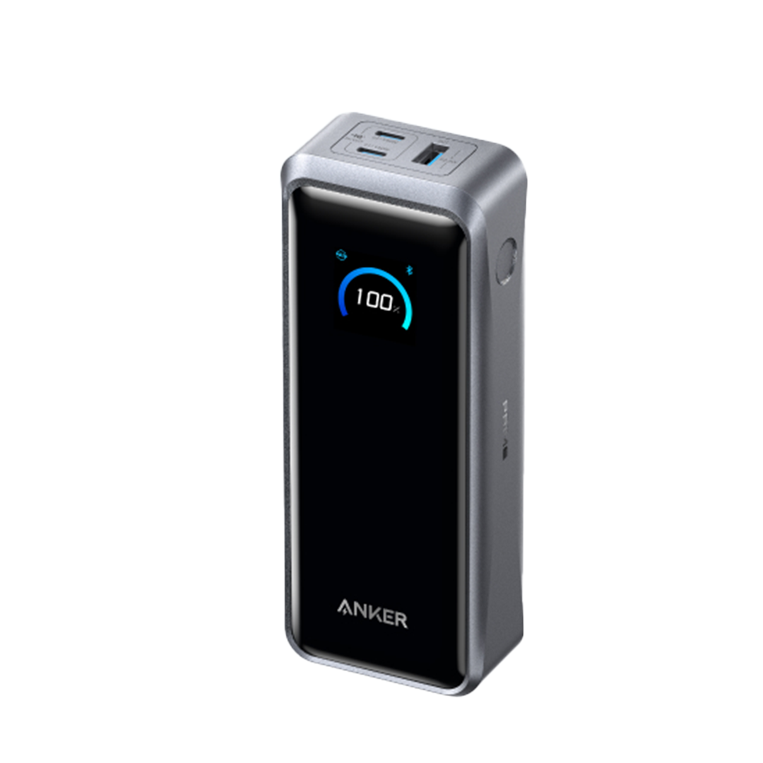 Anker Prime Power Bank, 26,250mAh 3-Port with a digital display on a white background