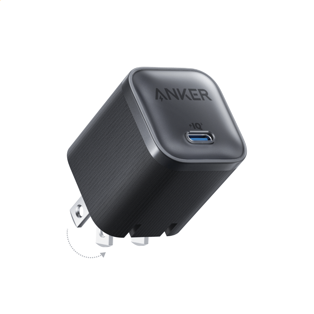Anker USB-C power adapter on a white background