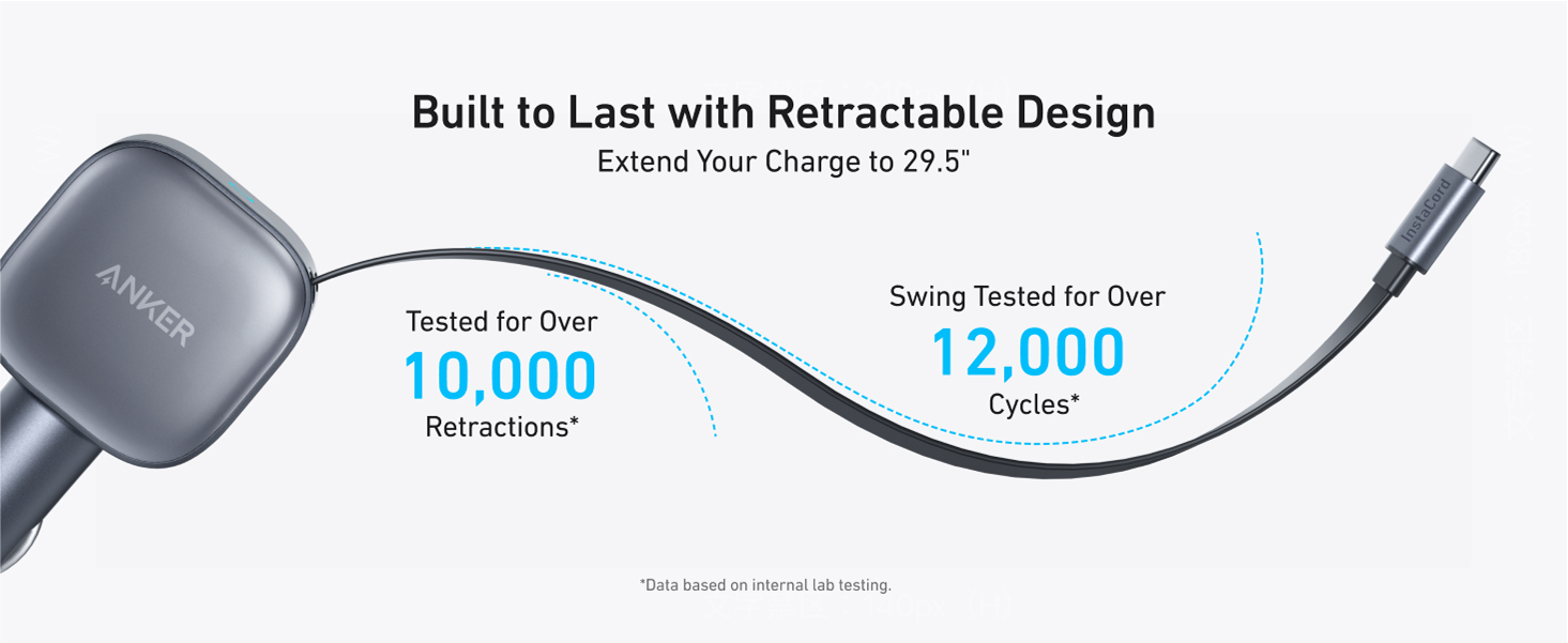Anker car charger with retractable design on a white background