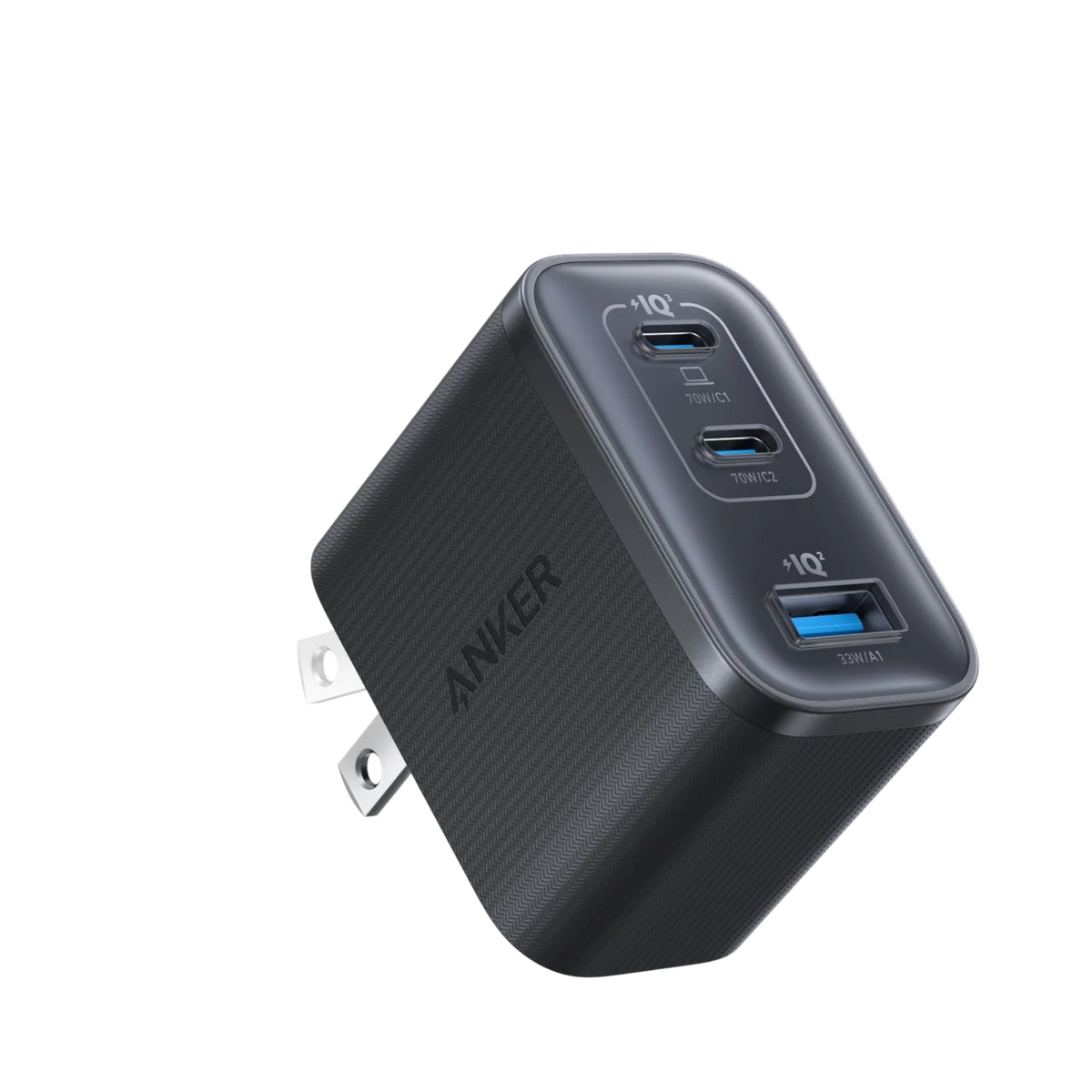 Anker Nano Charger (3 Ports, 70W Wall Charger) Black.