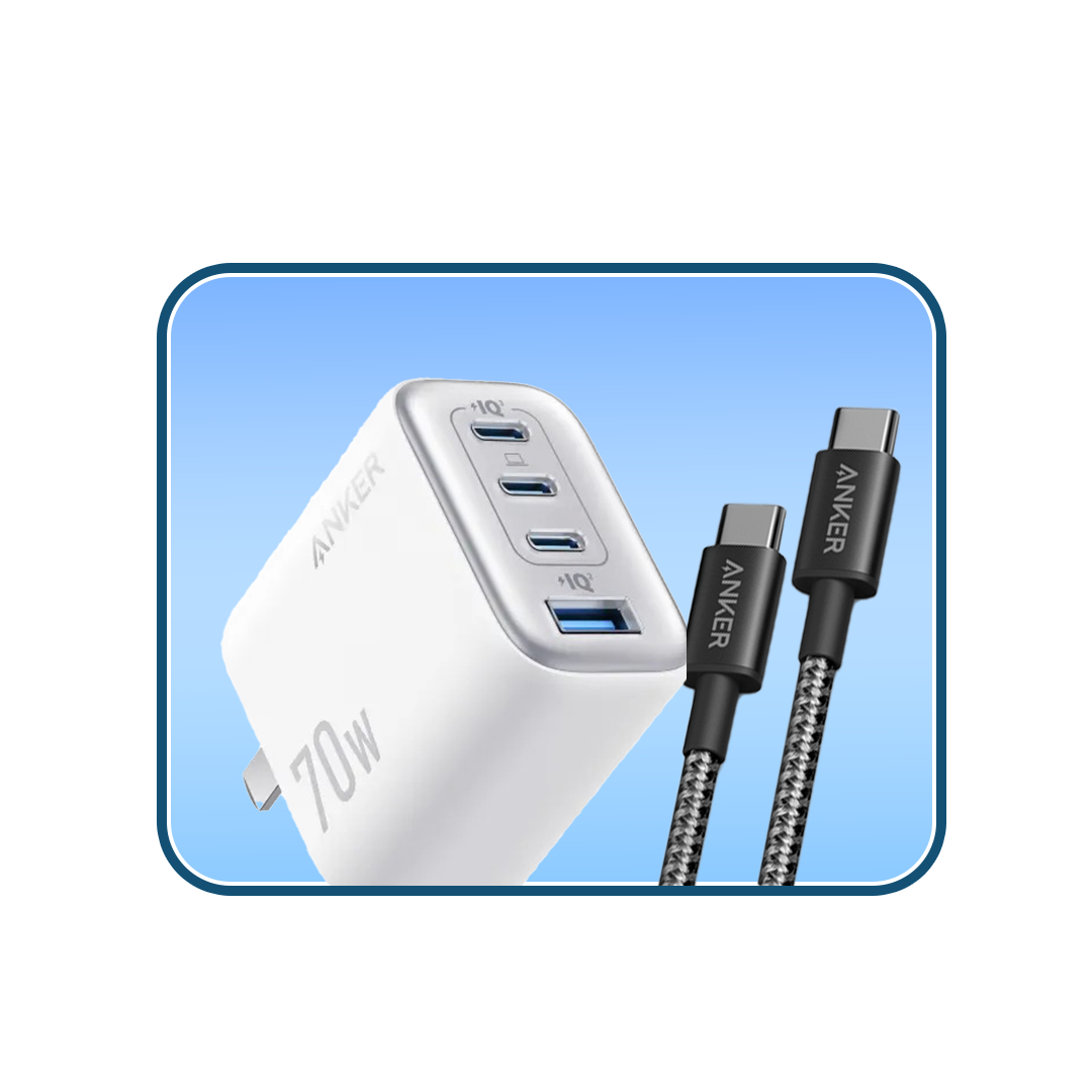 Anker Multi-Device School Kit (70W 4-Port Charger + USB-C Cable)