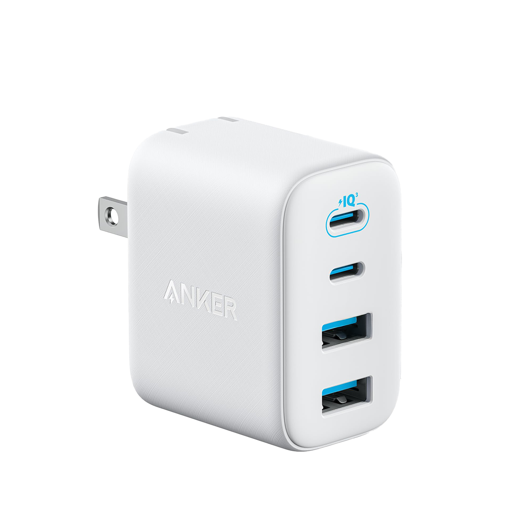 White Anker Zolo USB C 50W with 4-Port, 2 USB-C and 2 USB-A, on a white background