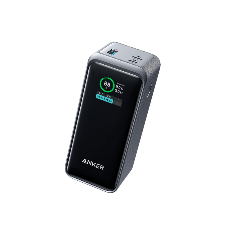 Anker power station with digital display on a white background