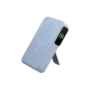 Wireless charging pad with digital display on a white background