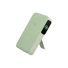 Green portable charger on a white background