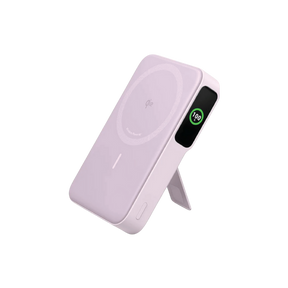 Wireless charging pad with digital display on a white background