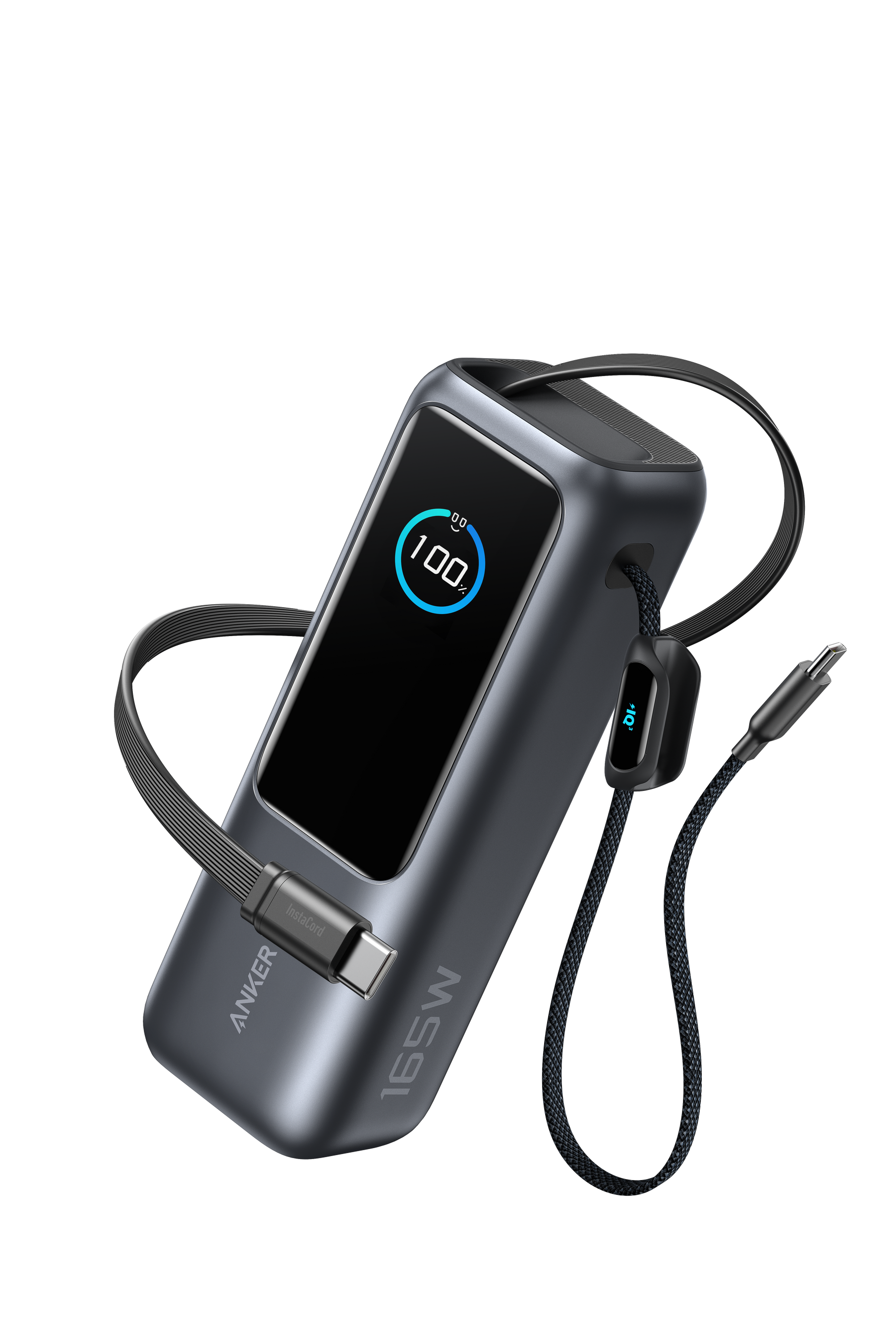 Anker Powerbank (25,000mAh, Built-In and Rectractable Cables) Showing Cables