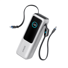 Anker power bank with cables on a white background