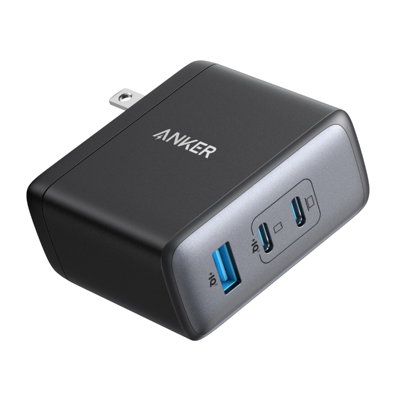 Anker power adapter with multiple USB ports on a white background