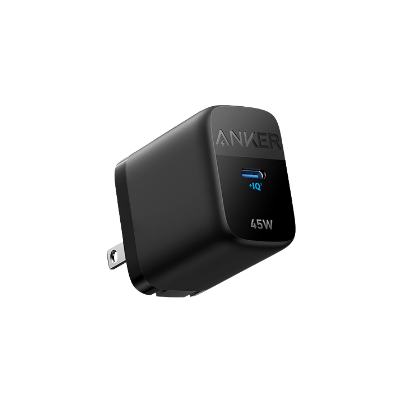 Anker power adapter with USB-C port on a white background