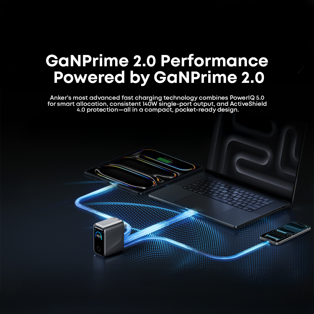 Anker Prime Charger (160W, 3-Port with Smart Display)