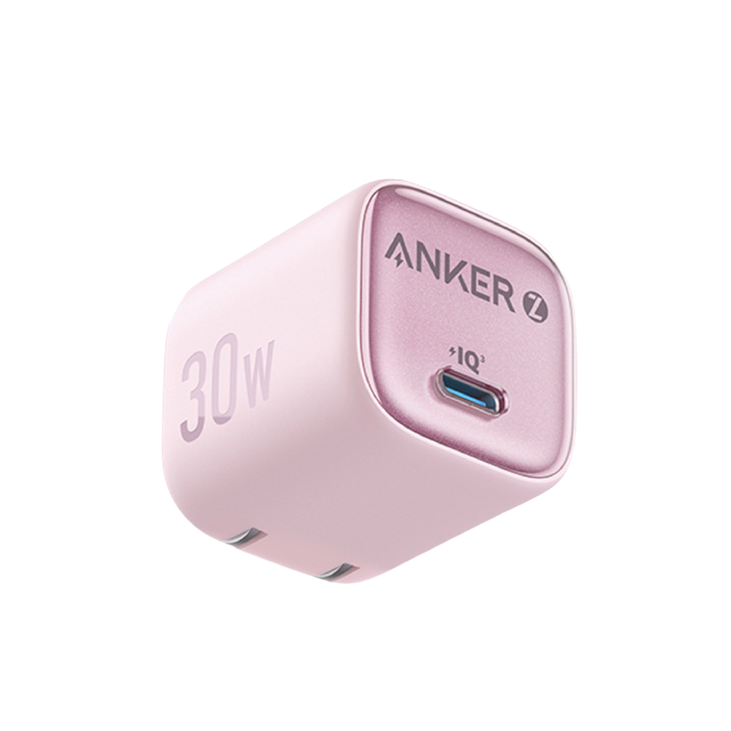 Anker power adapter with '30W' and 'IQ+' text on a white background