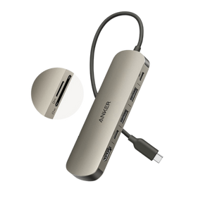 Anker USB hub with multiple ports on a white background