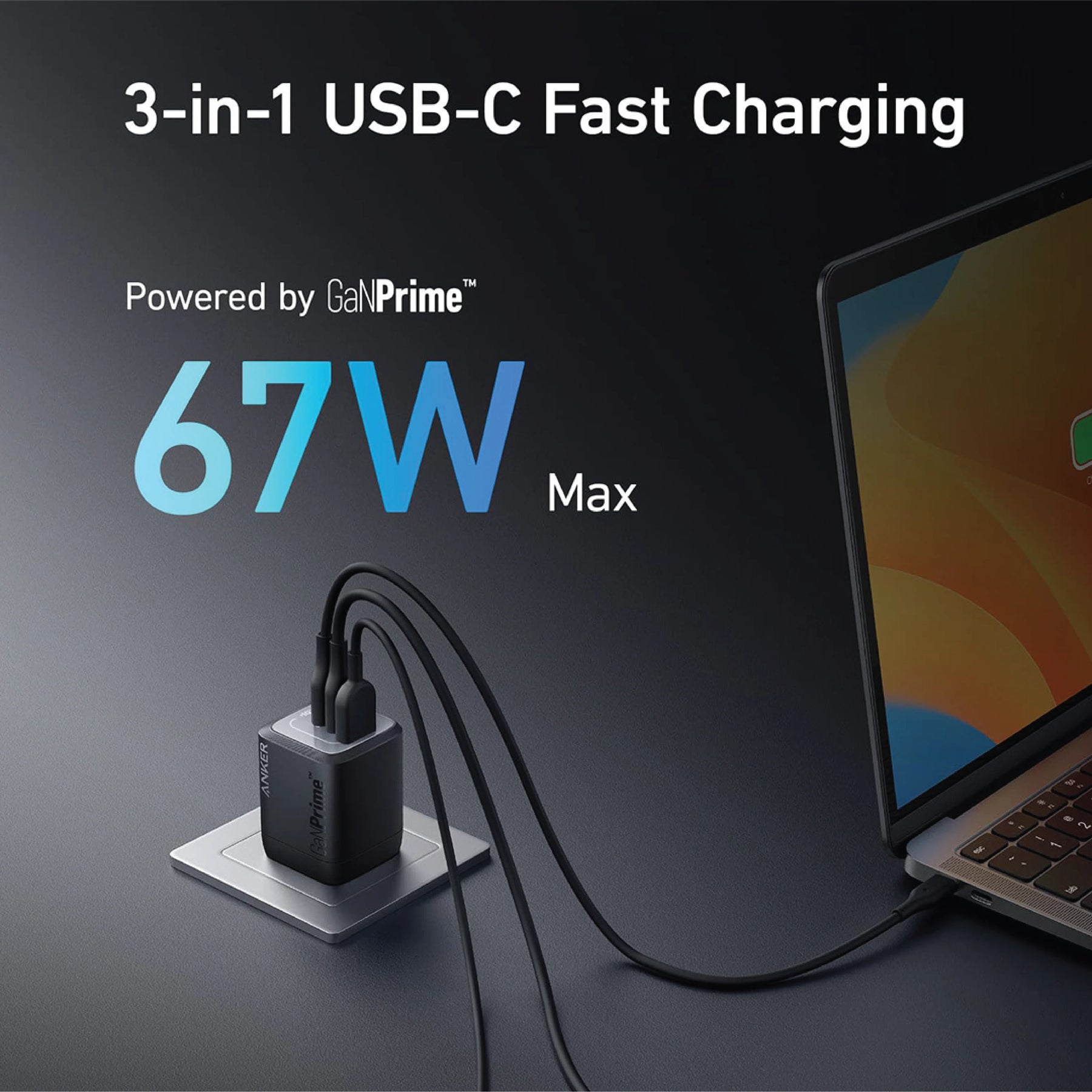 Anker Prime GaN Wall Charger (67W, 3 Ports)