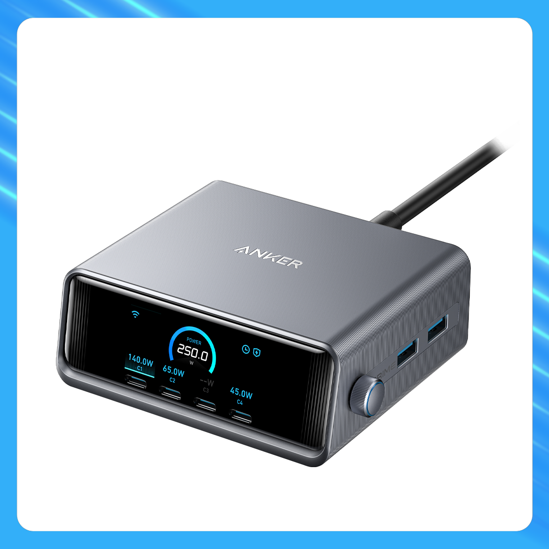 Anker Prime Charger (250W, 6 Ports, GaNPrime)