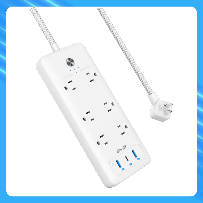 Anker USB C Surge Protector PowerPort Strip, 6 Outlet & 3 USB (30W)