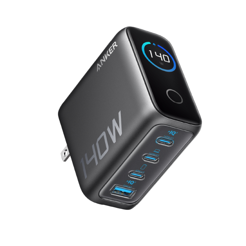 Anker power adapter with multiple USB ports on a white background