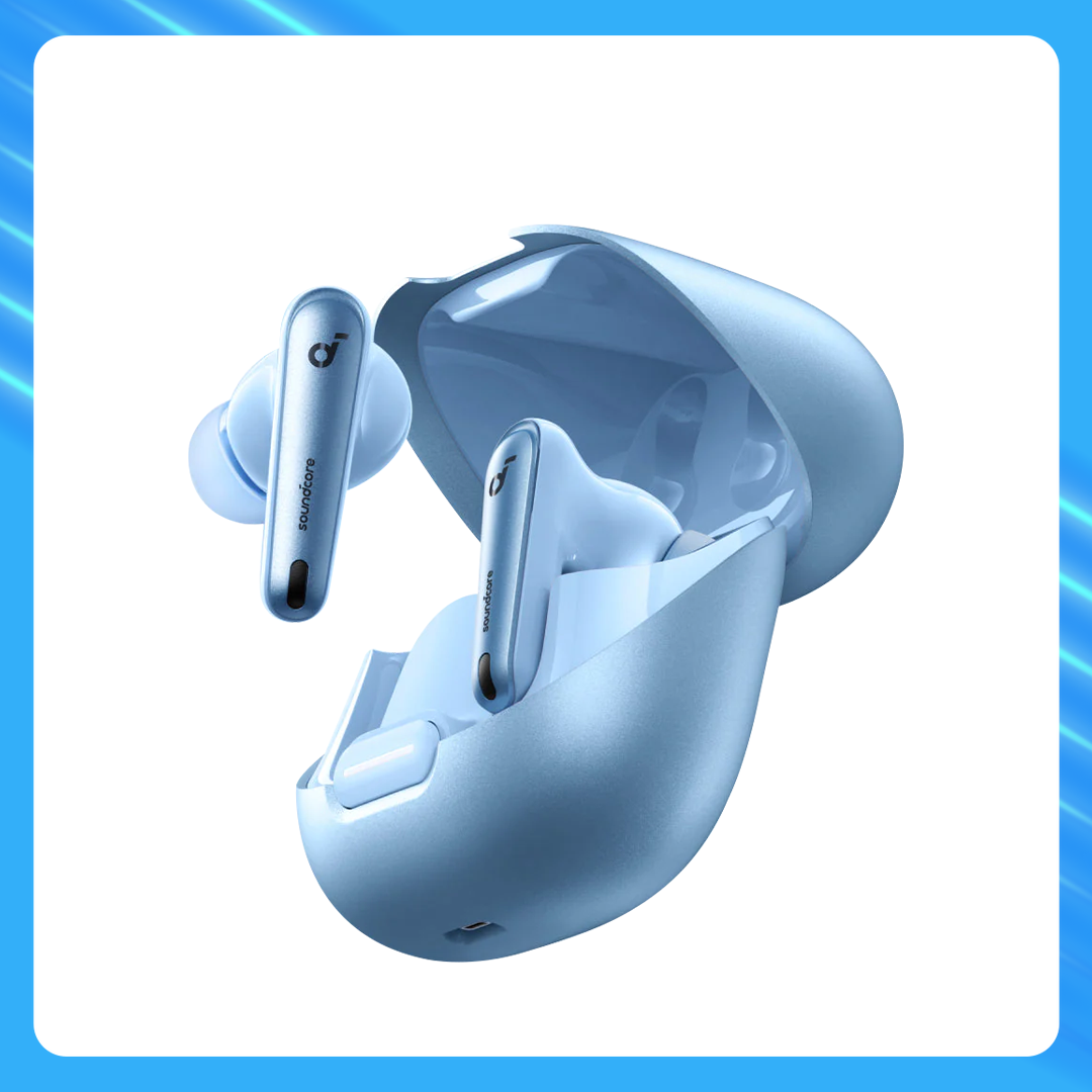 soundcore Liberty 4 NC wireless ANC earbuds in blue with charging case, Anker Philippines

