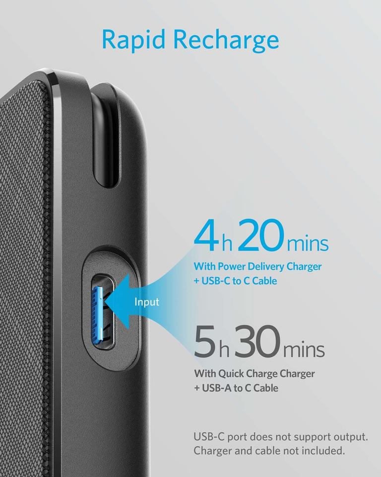 Anker PowerCore+10K with Built-in USB-C Cable Portable Charger