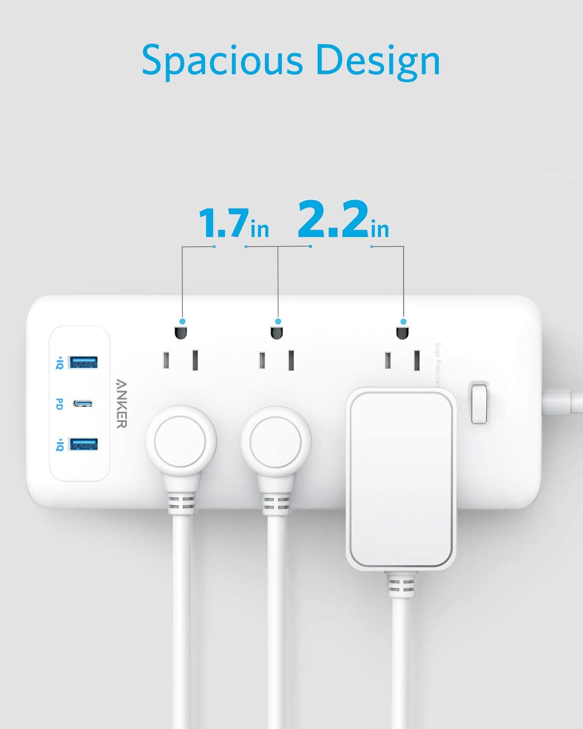 Anker USB C Surge Protector PowerPort Strip, 6 Outlet & 3 USB (30W)